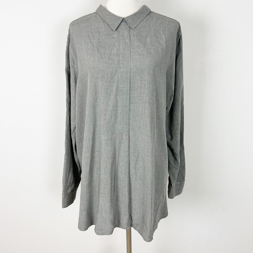 J.Jill Tunic Top Button Back Peter Pan Collar Classic Minimalist Size XL Women's